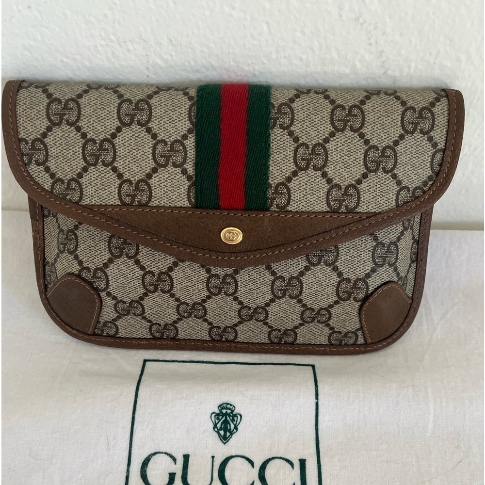 Vintage Gucci GG Supreme Sherry Line Clutch Italy Rare